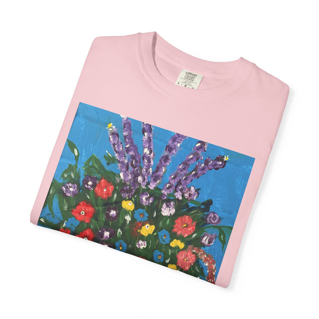 Floral Still Life Tee — Colorful Vase of Flowers Art Print T-Shirt