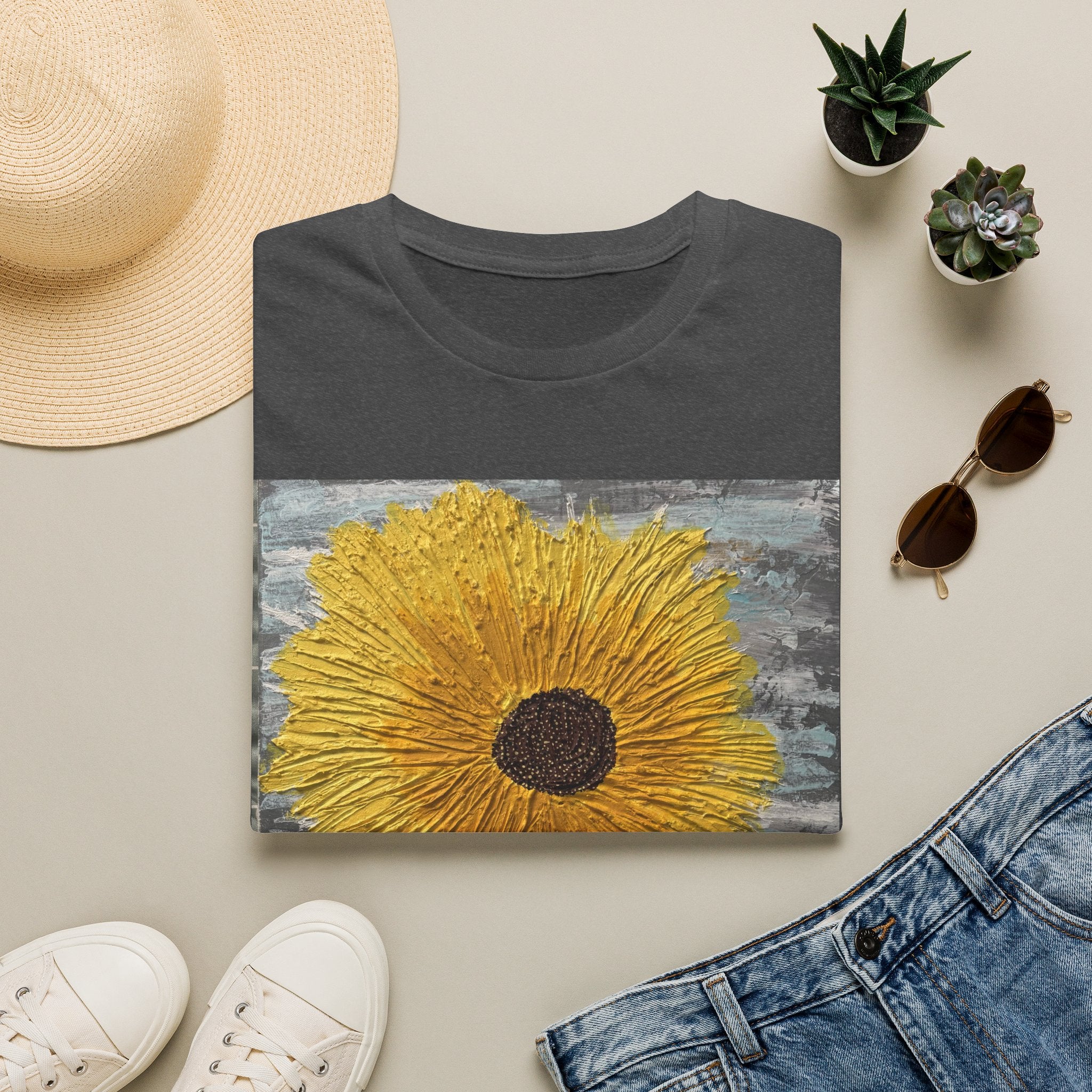 Sunflower Art T-Shirt — Bold Yellow Floral Graphic Tee