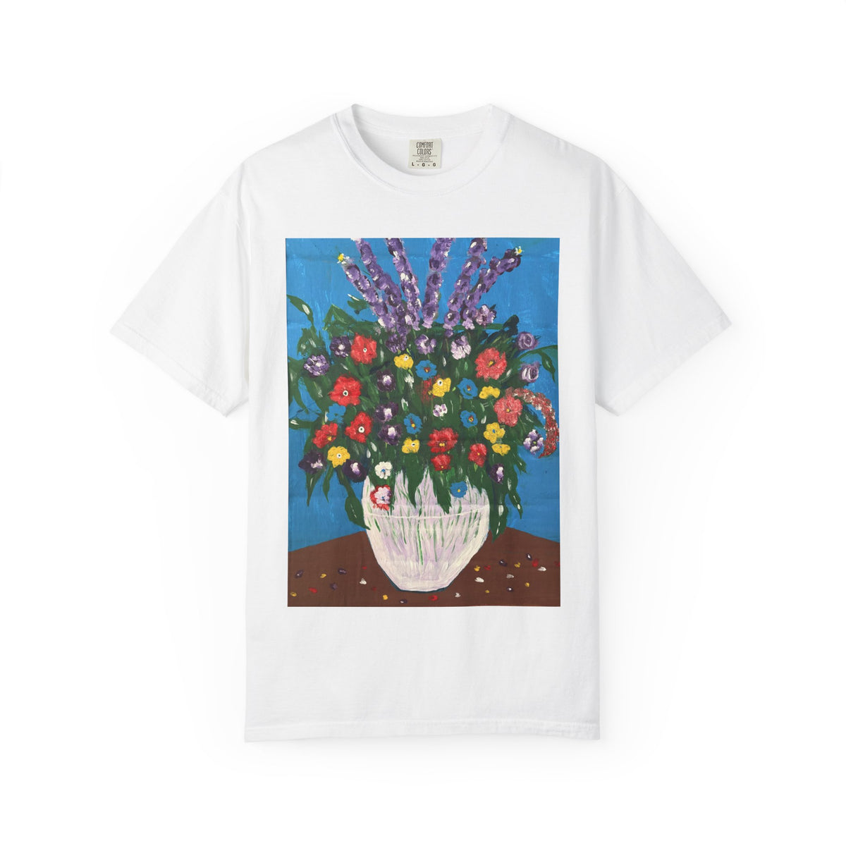 Floral Still Life Tee — Colorful Vase of Flowers Art Print T-Shirt